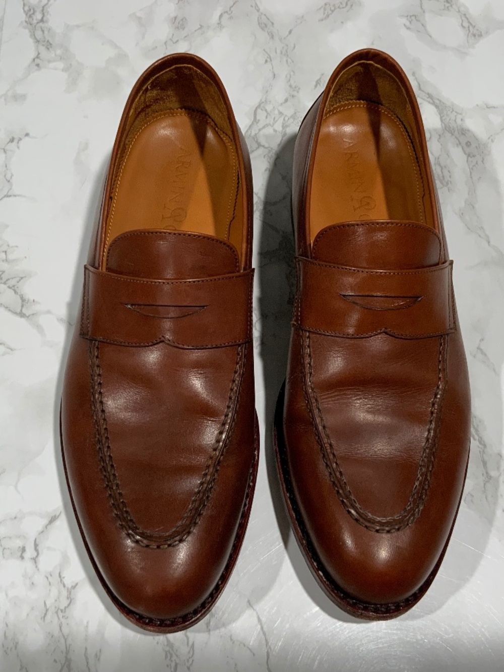 Armin Oehler Sz 10 Augusta Brown Leather Loafer Shoes